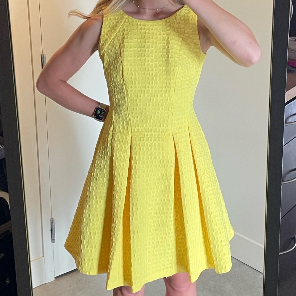 Yellow Sleeveless Textured Dress